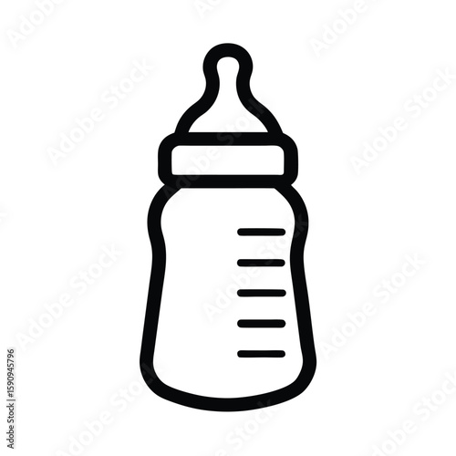 Baby Bottle Outline Vector Illustration