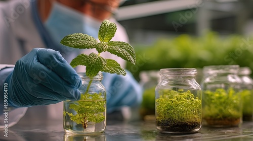Scientist Conducting Plant Tissue Culture in Laboratory Setting