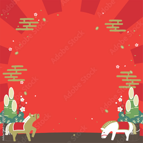 午年　正月背景イラスト