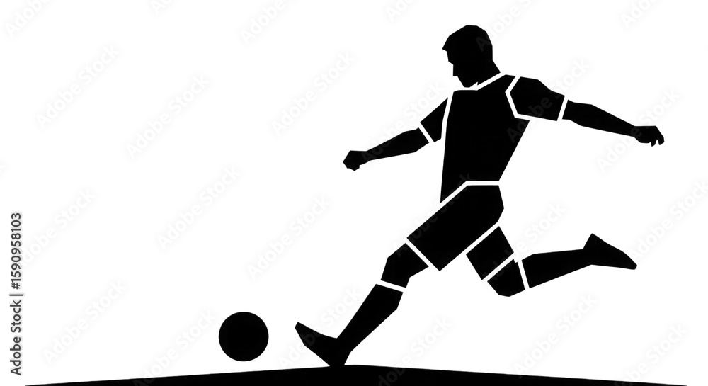 Fototapeta premium Soccer player kicking ball isolated on a transparent background