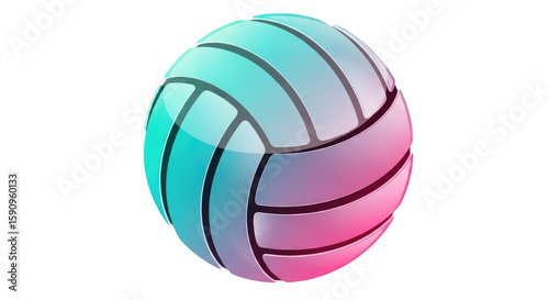 Teal pink volleyball isolated on a transparent background