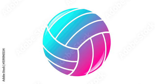 Vibrant volleyball sphere isolated on a transparent background