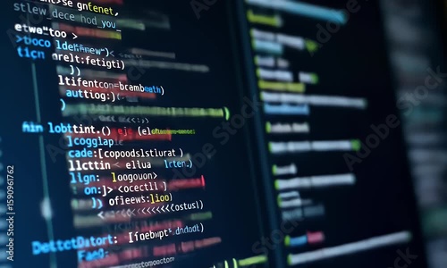 Close-up of the screen with code and web form, code in the background