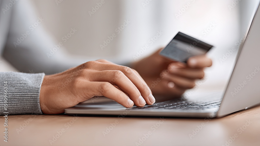 Fototapeta premium Online shopping with credit card and laptop for payment