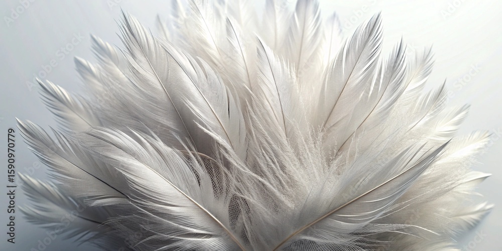 Obraz premium Soft overlapping white feathers with delicate texture and shine