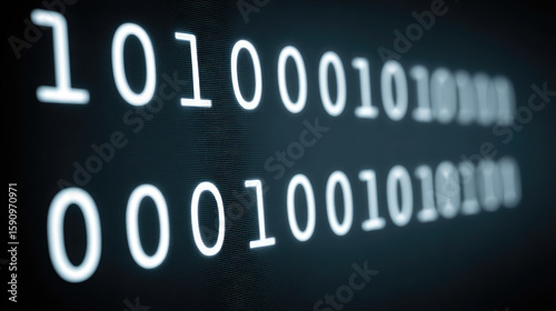 Binary code glowing on digital screen with futuristic technology