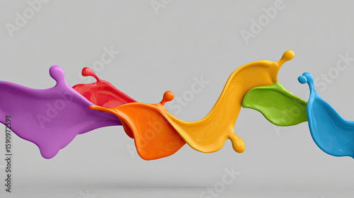 Colorful paint splash motion with vibrant purple red orange yellow