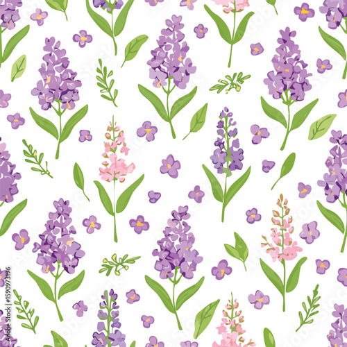 Statice Vector Illustration with Seamless Pattern Design