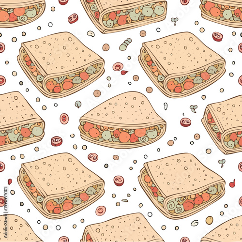 Lavash Vector Illustration with Seamless Pattern Design