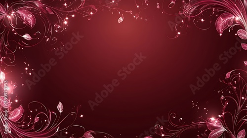 Elegant floral frame on dark red background