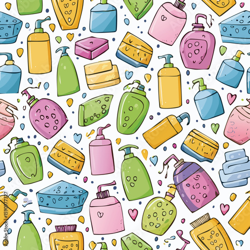 dish soap Vector Illustration with Seamless Pattern Design