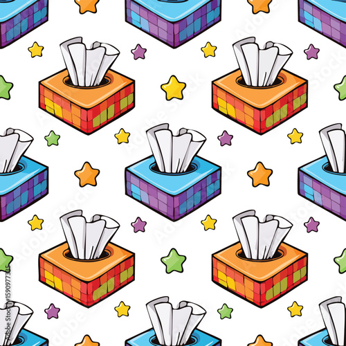 tissue box Vector Illustration with Seamless Pattern Design
