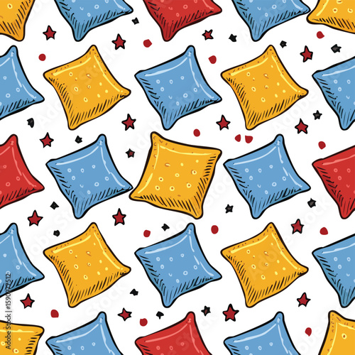 pillowcase Vector Illustration with Seamless Pattern Design