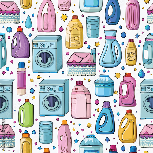 laundry detergent Vector Illustration with Seamless Pattern Design