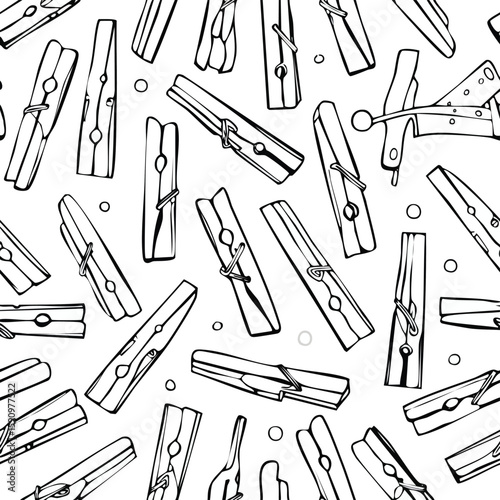 clothes peg Vector Illustration with Seamless Pattern Design