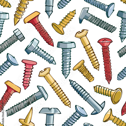 screws Vector Illustration with Seamless Pattern Design
