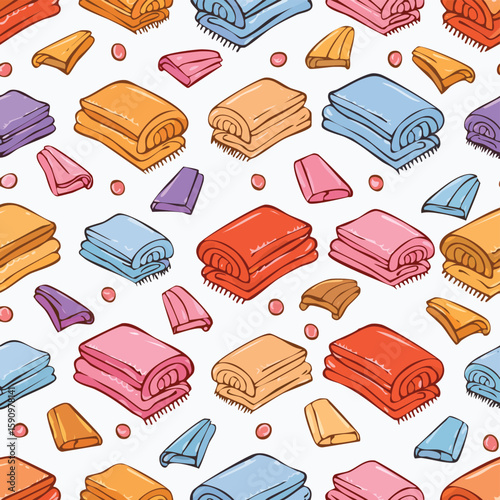 hand towel Vector Illustration with Seamless Pattern Design