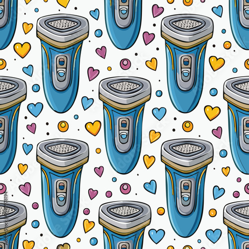 electric shaver Vector Illustration with Seamless Pattern Design