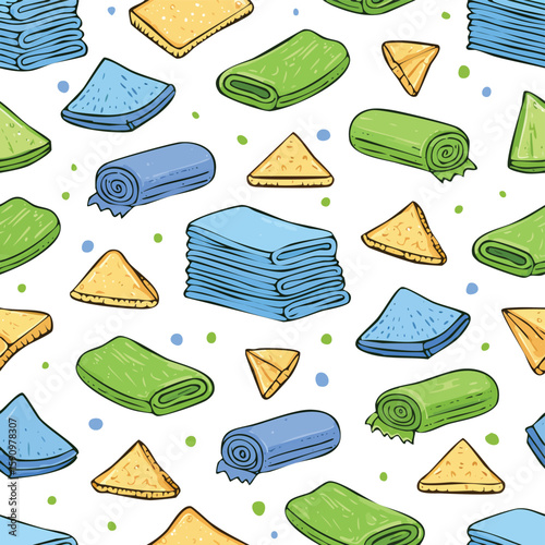 microfiber cloth Vector Illustration with Seamless Pattern Design