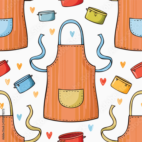 apron Vector Illustration with Seamless Pattern Design