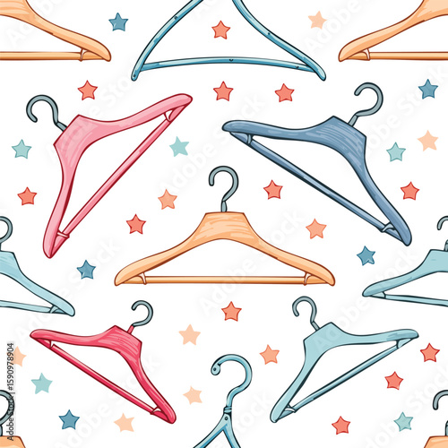 Cloth hanger Vector Illustration with Seamless Pattern Design
