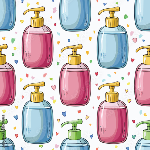 Soap dispenser Vector Illustration with Seamless Pattern Design