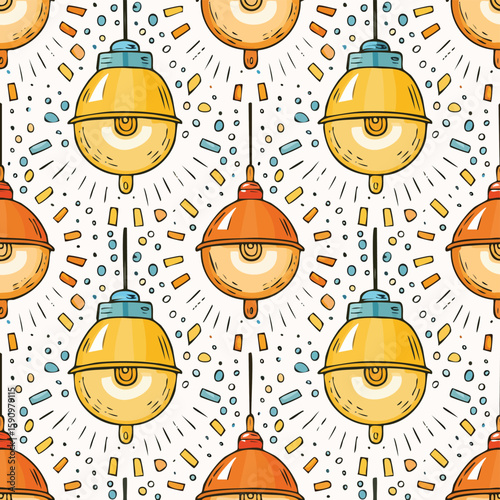 Ceiling light Vector Illustration with Seamless Pattern Design
