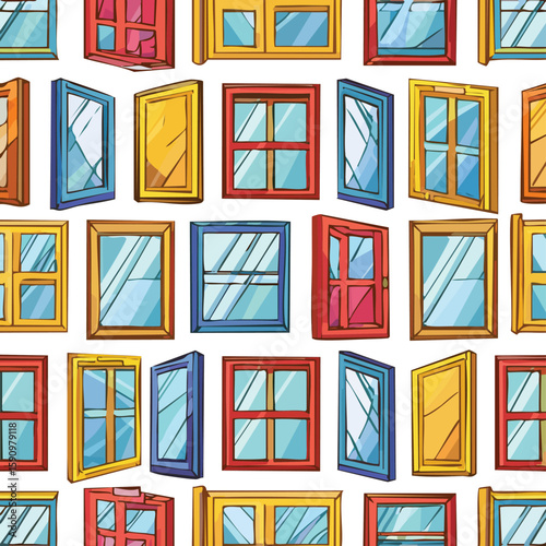 Window screen Vector Illustration with Seamless Pattern Design