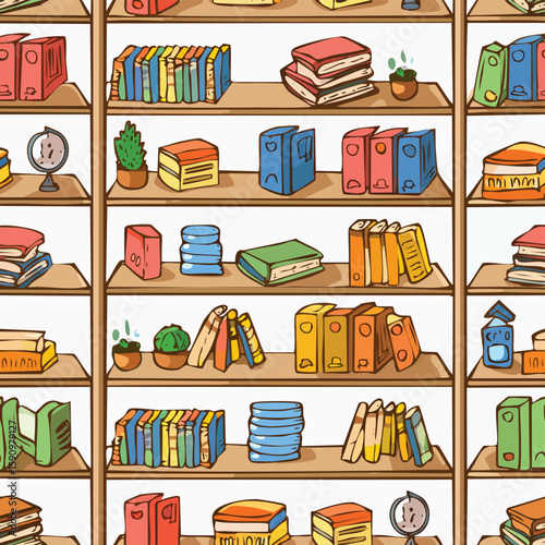 Wall shelf Vector Illustration with Seamless Pattern Design