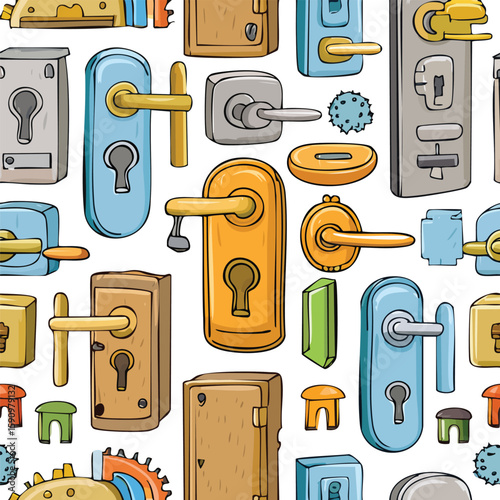 Door handle Vector Illustration with Seamless Pattern Design