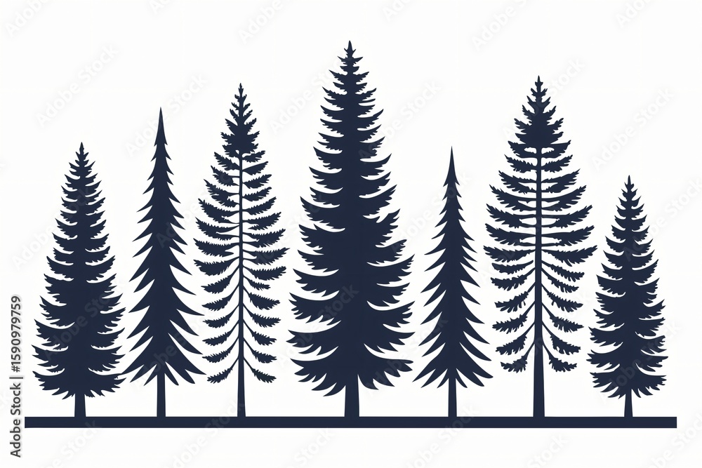 Obraz premium Dark pine forest silhouette pine trees coniferous trees
