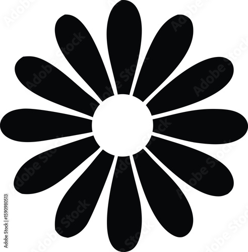 Black and white daisy flower icon vector