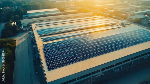 Solar Panels on Industrial Roof.