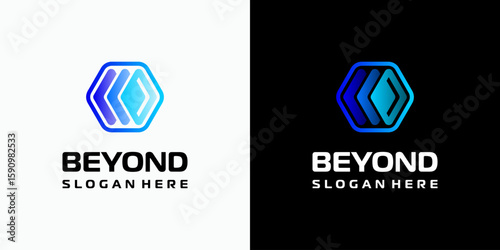 Hexagon shape vector logo design with three dimensional depth effect modern, simple, clean and abstract style. Icons for business, technology, and personal branding.