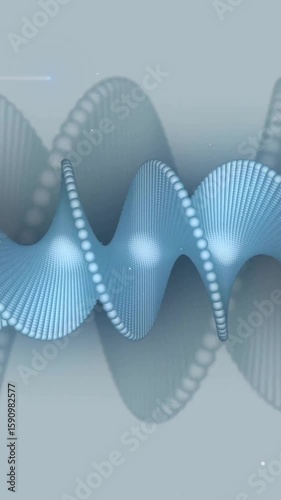 DNA strand animation with blue waves and dots on light background