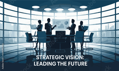 Business team meeting silhouette in office with people sitting at a table for discussion