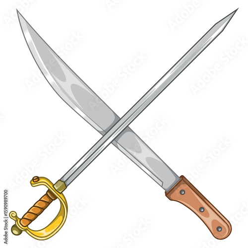 Machete and sword Cold weapon with metal blade