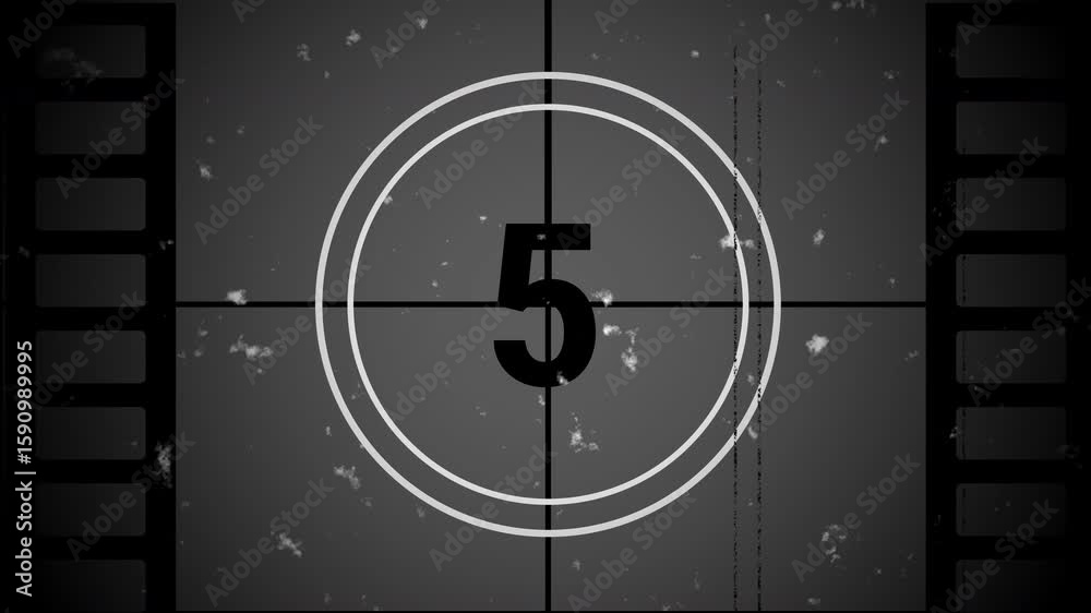 Old movie countdown film reel 10 second. 10 seconds countdown from ten to zero. 4K video