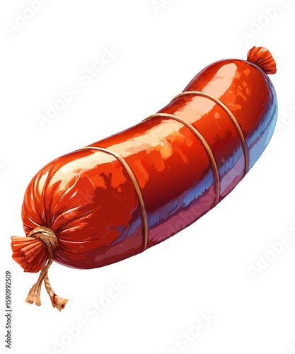 Smoked Sausage Illustration Isolated on White Background for Food and BBQ Design