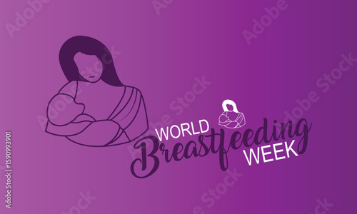 August is World Breastfeeding Week. Vector template Design for banner, greeting card, poster, prints, social media post ,flyer , T shirt with background