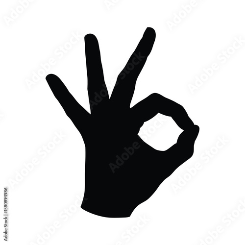 A hand making the ok gesture signals agreement and approval, isolated on white background