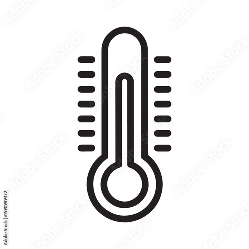 Black and White Thermometer Icon Indicating Temperature Measurement and Control for Medical, Weather, and Scientific Applications