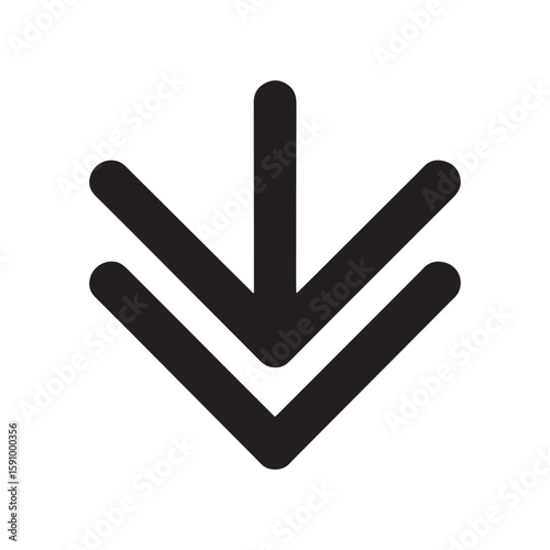 Double Down Arrow Symbol Flat Vector Style Indicates Direction Guidance and Emphasis Graphical Element Navigational Aid Concise Signage Design