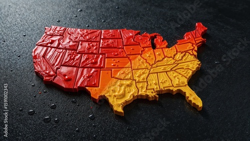 USA map with states colored by a gradient, likely representing temperature or climate zones.