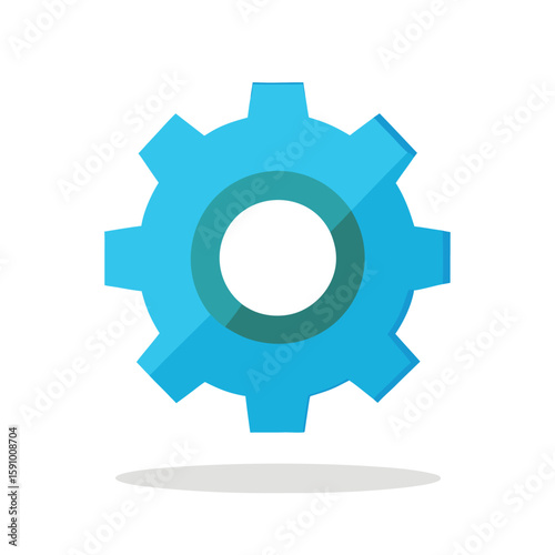 Colorful gear configuration icon with flat design and 3d shadow