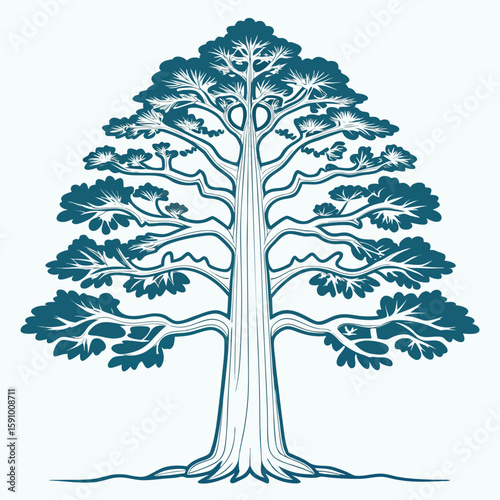 Iconic general sherman tree outline vector art
