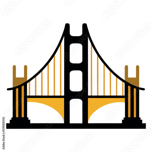 Iconic golden gate bridge black silhouette san francisco landmark