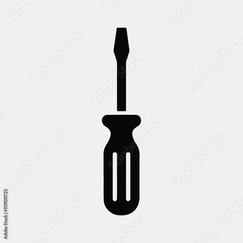 Simple Black Screwdriver Icon for Repair or Maintenance
