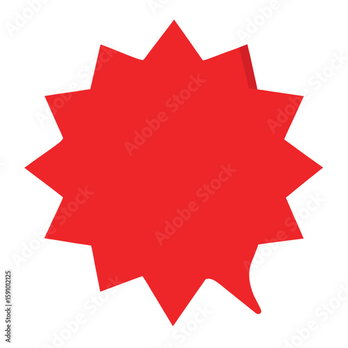 Jagged edge red speech bubble icon with a distinct dynamic design