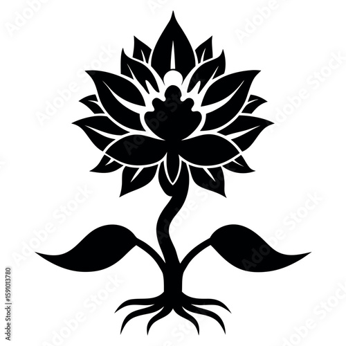 Mandrake flower silhouette isolated on a clean white background